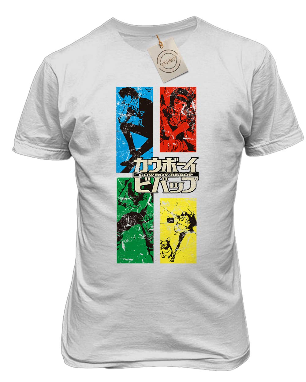 RIVEBELLA Cowboy Bebop Anime Graphic T-Shirt for Men - Manga Crew Style Novelty Tee - Perfect for Cosplay, Conventions & Anime Fans