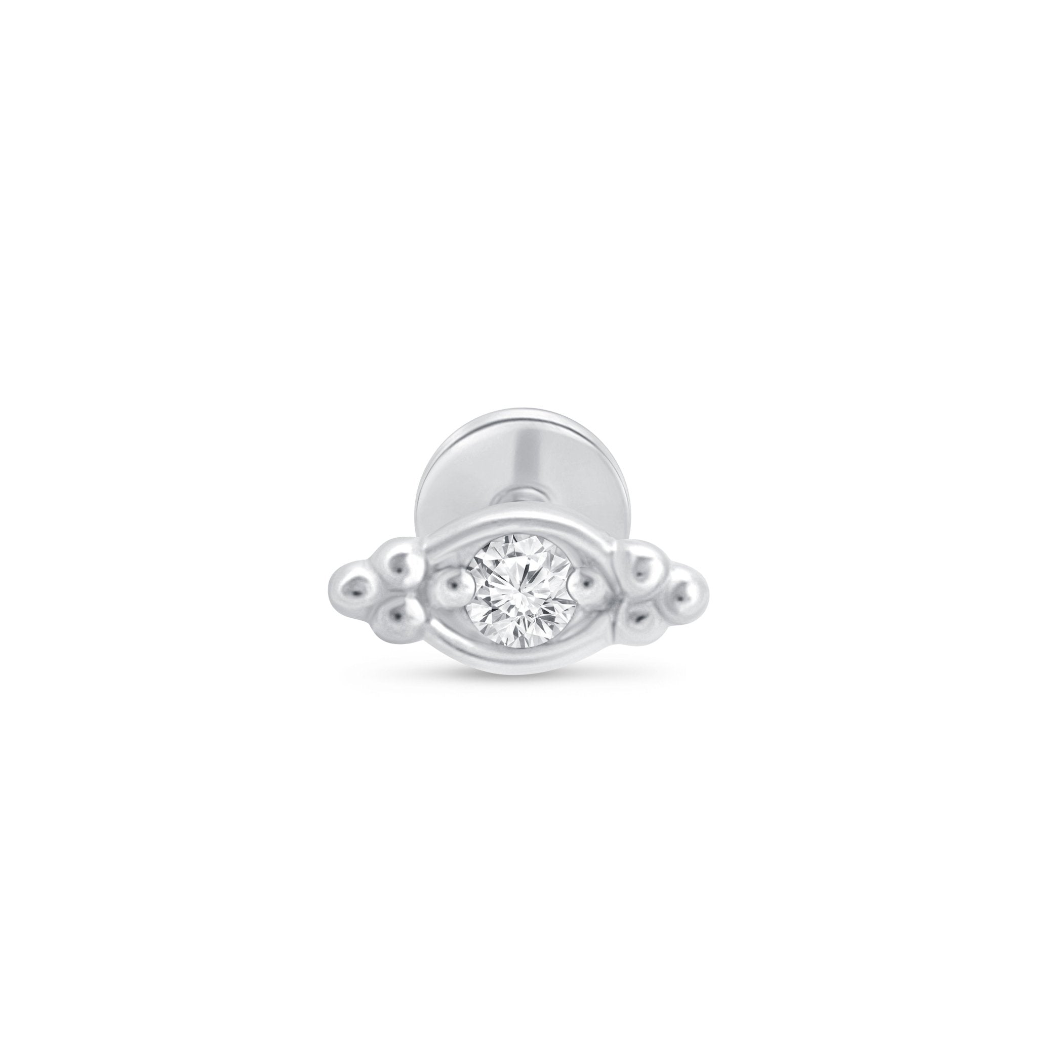 14K White Gold Beaded Marquise Diamond Evil Eye Stud Earrings for Women - Protection Jewelry for Everyday Wear & Gifting