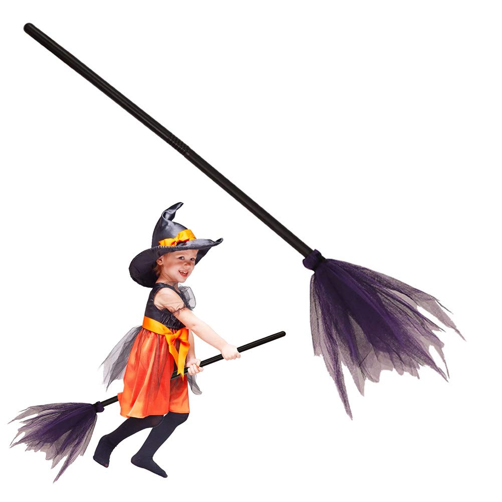 SamBoKe Halloween Witch Broomstick - Durable Plastic Broom for Witch Costume, Halloween Party Decor & Cosplay Props (Purple) | Perfect for Trick-or-Treating, Costume Parties & Themed Events