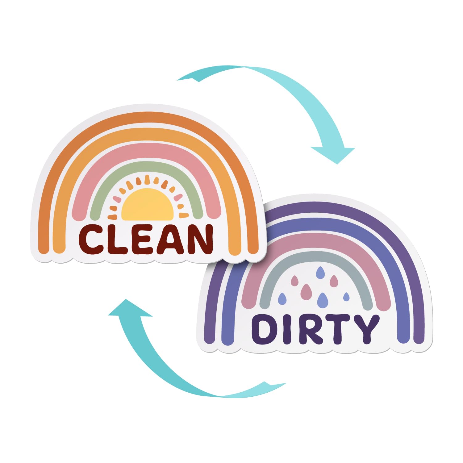 Willa Flare Dishwasher Magnet Clean Dirty Sign - Funny Kitchen Helper for Roommates & Families - Reduce Stress with Colorful Dishwasher Indicator (Rainbow) - Perfect for Apartments, Dorms & Shared Spaces