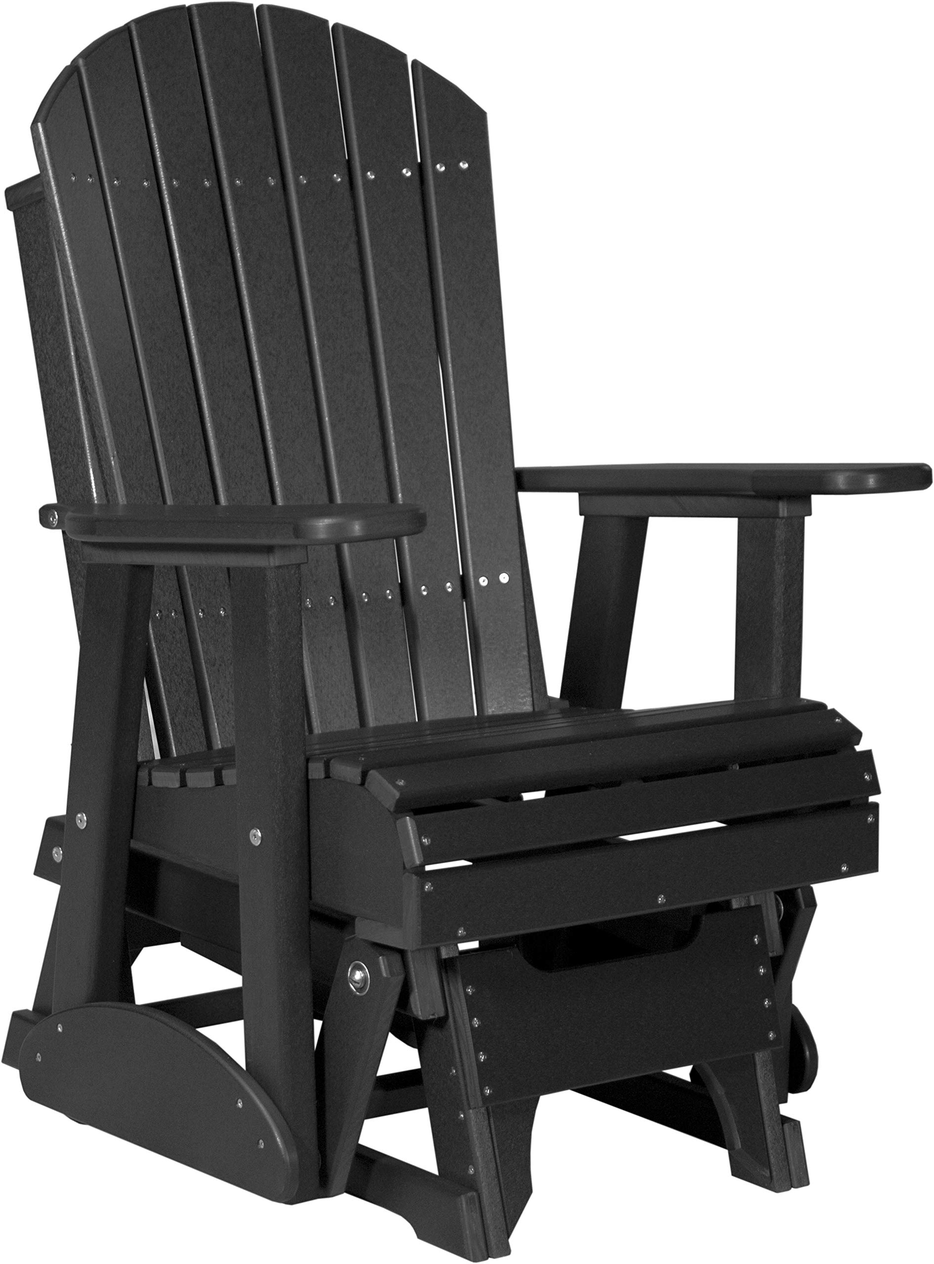 LuxCraft 2-Foot Adirondack Glider Chair - Outdoor Patio Rocking Glider with Smooth Gliding Motion - Weather-Resistant Black Wooden Rocker for Garden, Deck, Porch & Backyard Relaxation