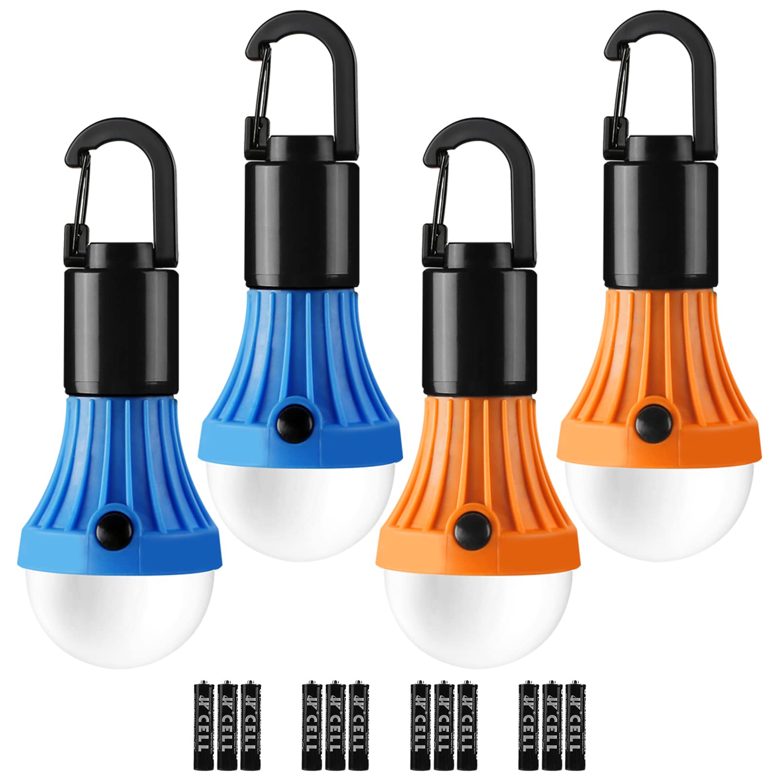 Lepro LED Camping Lantern - 4 Pack Collapsible Tent Light with 3 Lighting Modes & Clip Hook | Perfect for Camping, Hiking, Emergency, Power Outages, Storms & Hurricane Preparedness | Batteries Included | Durable Outdoor Lighting Solution for Backpacking, Fishing & Nighttime Adventures