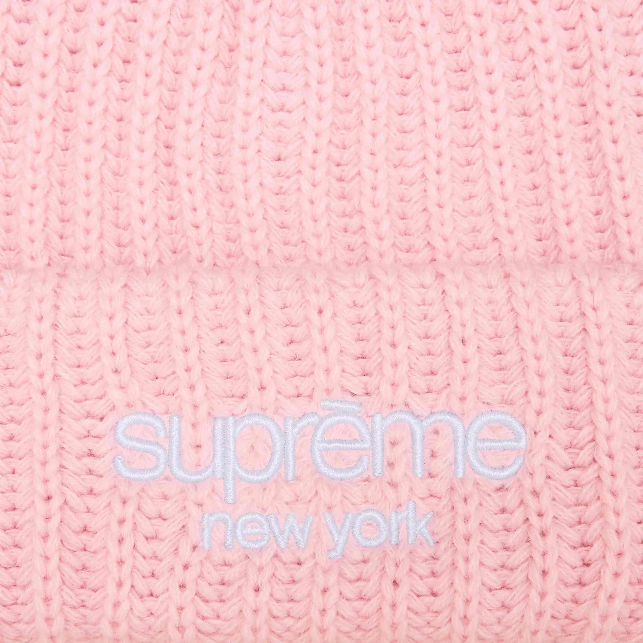 Supreme Classic Logo Chunky Ribbed Pink Beanie - Winter Warm Knit Hat for Men & Women - Perfect for Skiing, Snowboarding & Cold Weather Fashion (FW24 Collection)