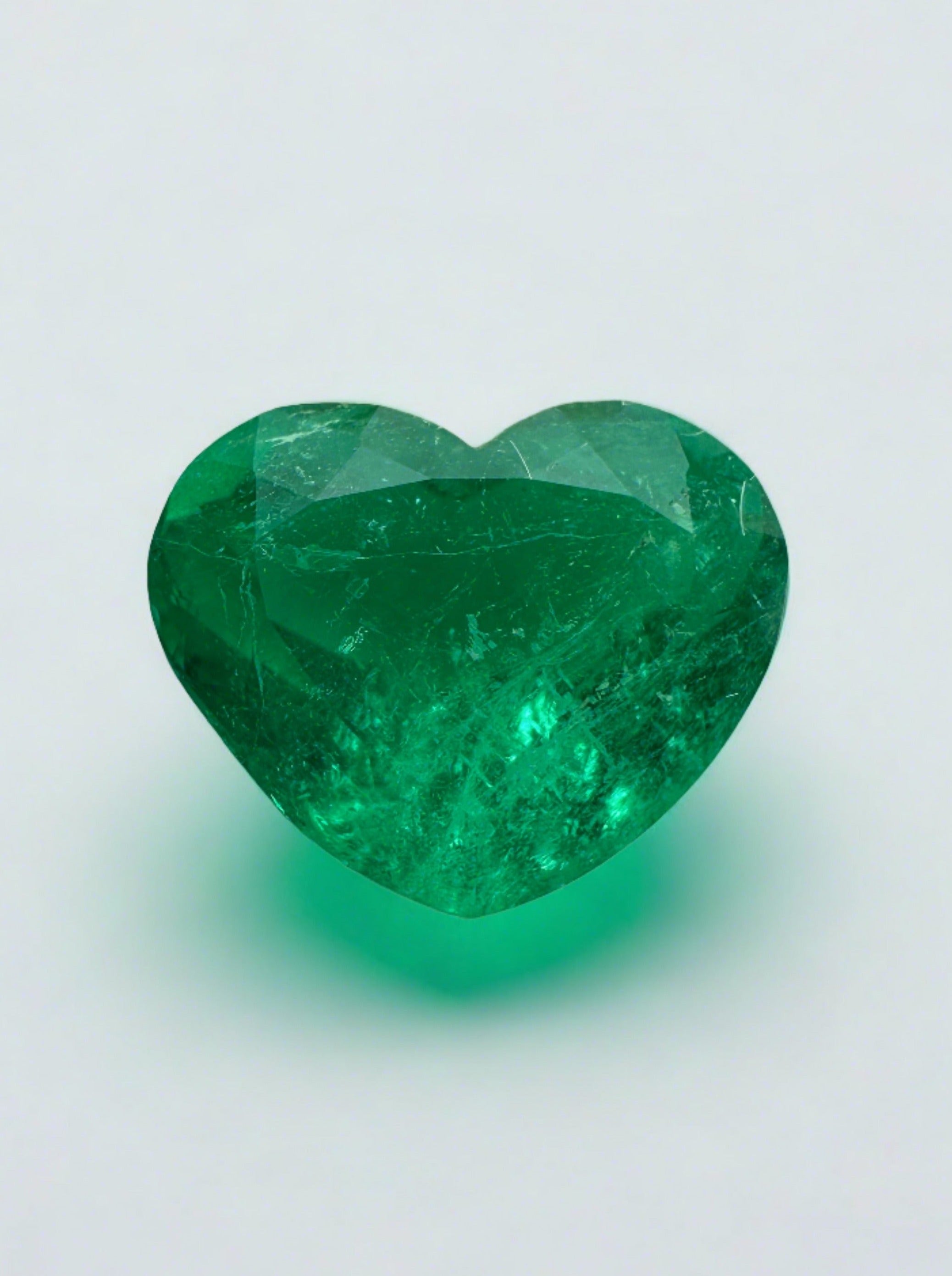 3.35 Carat 11x9mm Certified Vivid Muzo Green Natural Colombian Emerald Heart Cut Gemstone for Engagement Rings & Fine Jewelry