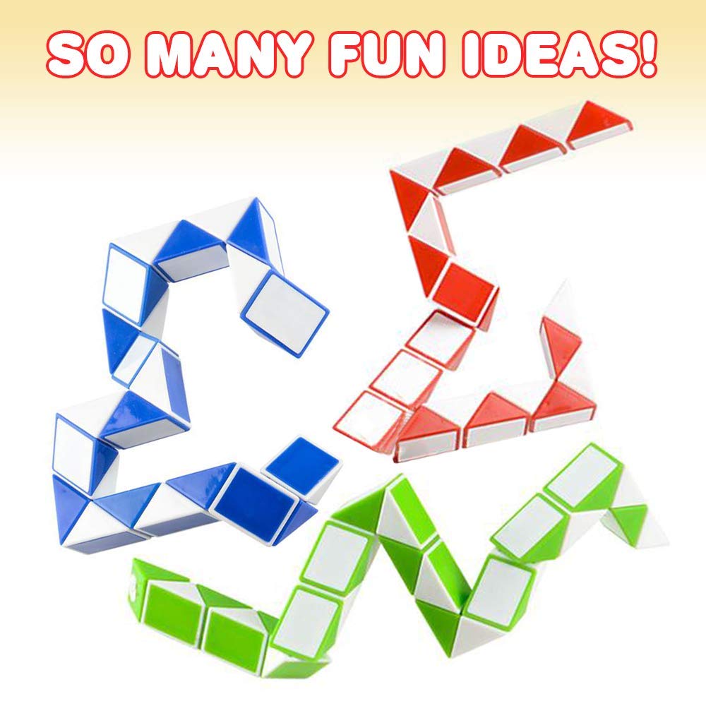 ArtCreativity 3-Pack Twist Puzzle Snake - Fidget Cube Sensory Toys for Kids & Adults - Stress Relief & Focus Aid - Perfect for Autism, Birthday Party Favors, Goodie Bags & Classroom Rewards