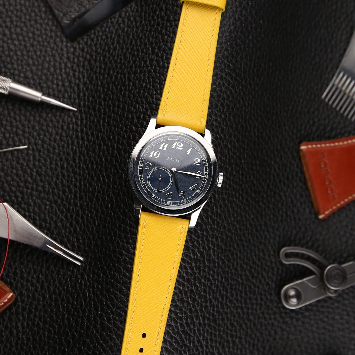 Handmade Classic Saffiano Leather Watch Band - Quick Release Strap for Apple Watch & Smartwatches (16mm 18mm 19mm 20mm 22mm) - Premium Replacement Band for Men & Women - Yellow Leather Watch Accessory - Perfect for Business, Casual & Everyday Wear