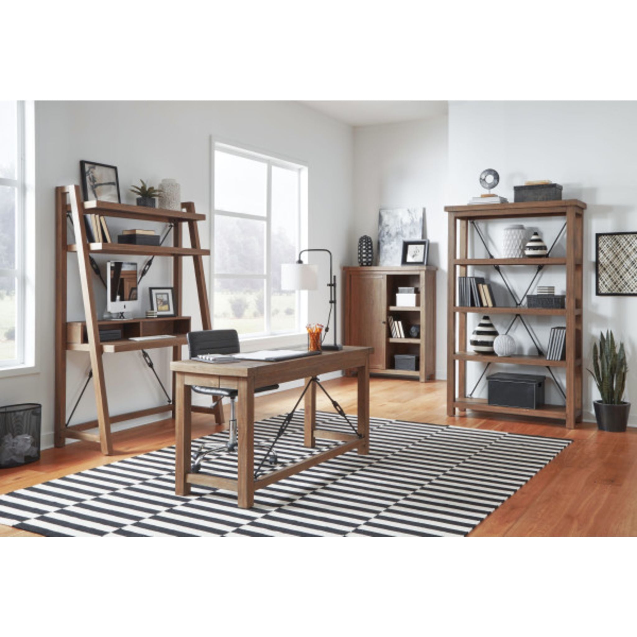 Premium Flint Oak Wooden Desk for Home Office - Elegant Autumn Brown Finish, Spacious Work Surface, Durable & Stylish - Perfect for Remote Work, Study, and Modern Home Decor