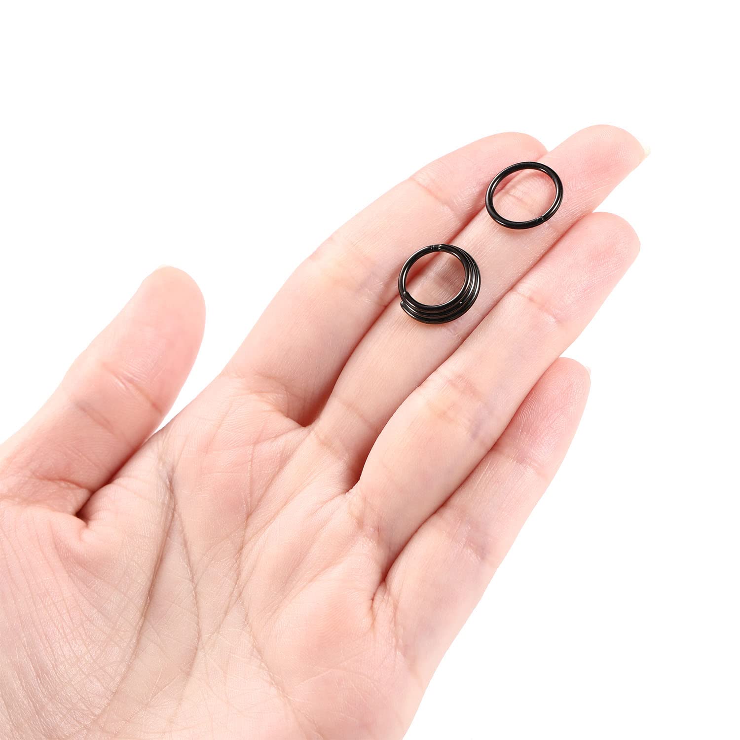 PEAKLINK 16G Surgical Steel Seamless Clicker Hoop Earrings - 2Pcs Nose Ring, Tragus, Helix, Rook, Daith, Conch, Cartilage & Lobe Piercing Jewelry - 8mm & 10mm Sizes - Perfect for Everyday Wear & Special Occasions