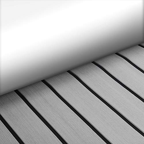 Non-Slip Marine Boat Yacht Flooring Sheet Pads 94x35.4x0.24 Inch - Light Grey with Black Lines | Waterproof Deck Mat for Boats, Yachts, Pools & Outdoor Areas | Anti-Skid Safety Surface for Wet Conditions