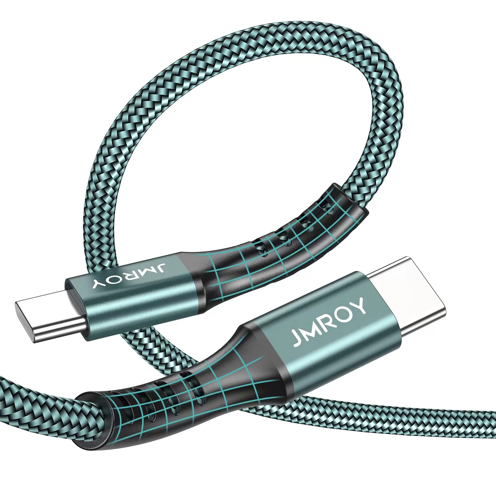 JMROY 60W USB C to USB C Fast Charging Cable (6.6ft/2M) - PD Compatible with iPhone 15, MacBook, iPad Pro/Air, Galaxy S23/S22, Pixel 6/5 - Perfect for Home, Office & Travel Charging