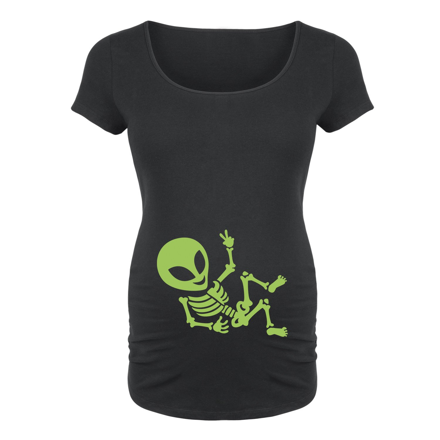 Bloom Maternity Alien Skeleton Maternity Scoop Neck T-Shirt - Comfortable Pregnancy Tee for Casual Wear & Maternity Photos