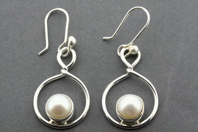 Pearl Circle Twisted Drop Earrings - Sterling Silver Jewelry for Women - Perfect for Weddings, Parties & Special Occasions
