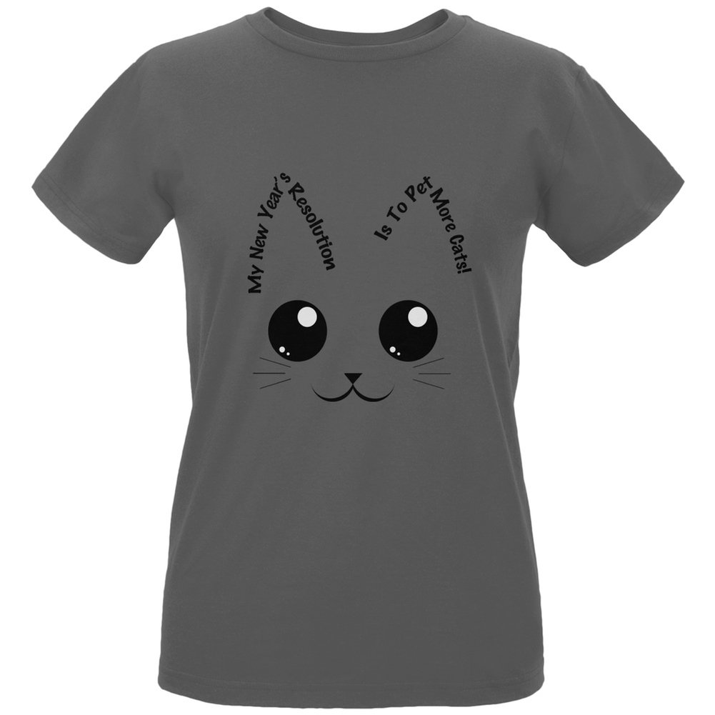 Animal World New Year's Resolution Pet Cats Charcoal Women's Organic Cotton T-Shirt - Perfect for Cat Lovers, Casual Wear & Gift Giving