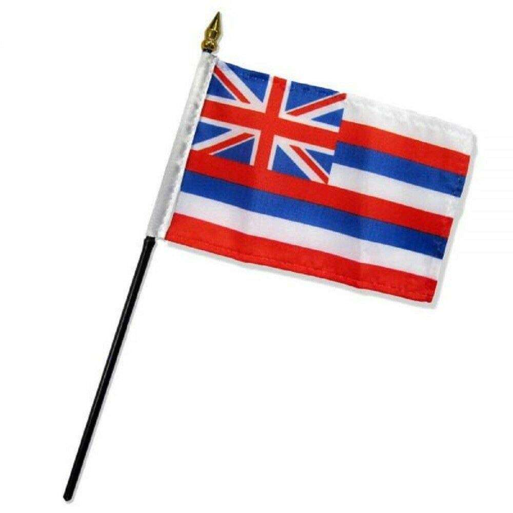 Hawaii Stick Flag 4x6 Inch - Mini Desk Table Staff for Office, Party, and Home Decor - Perfect for Hawaiian Theme Events, Luaus, and Tropical Celebrations