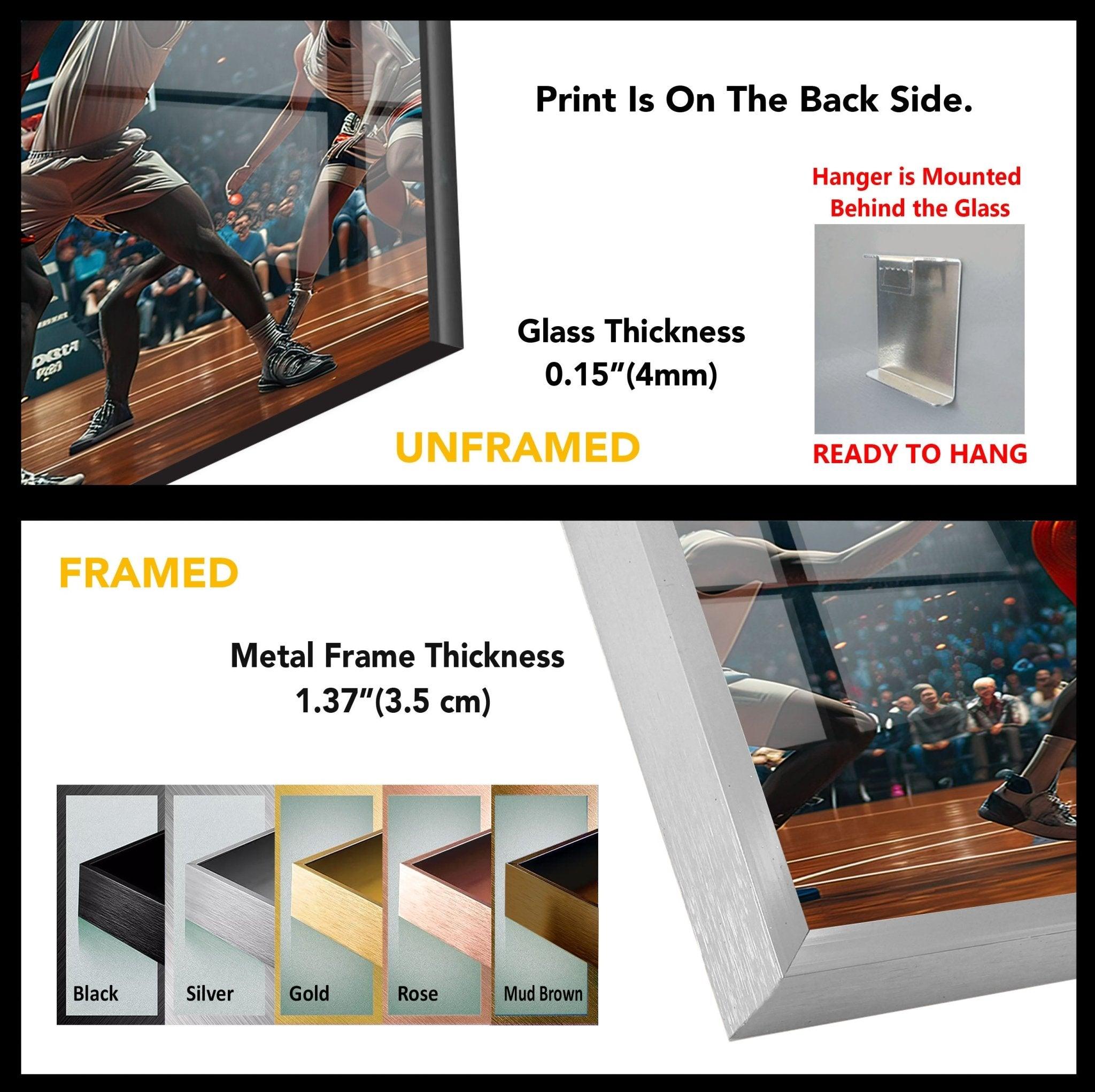 Basketball Players Glass Wall Art - Modern Sports Decor for Home, Office & Gym - Perfect Gift for Basketball Fans & Athletes