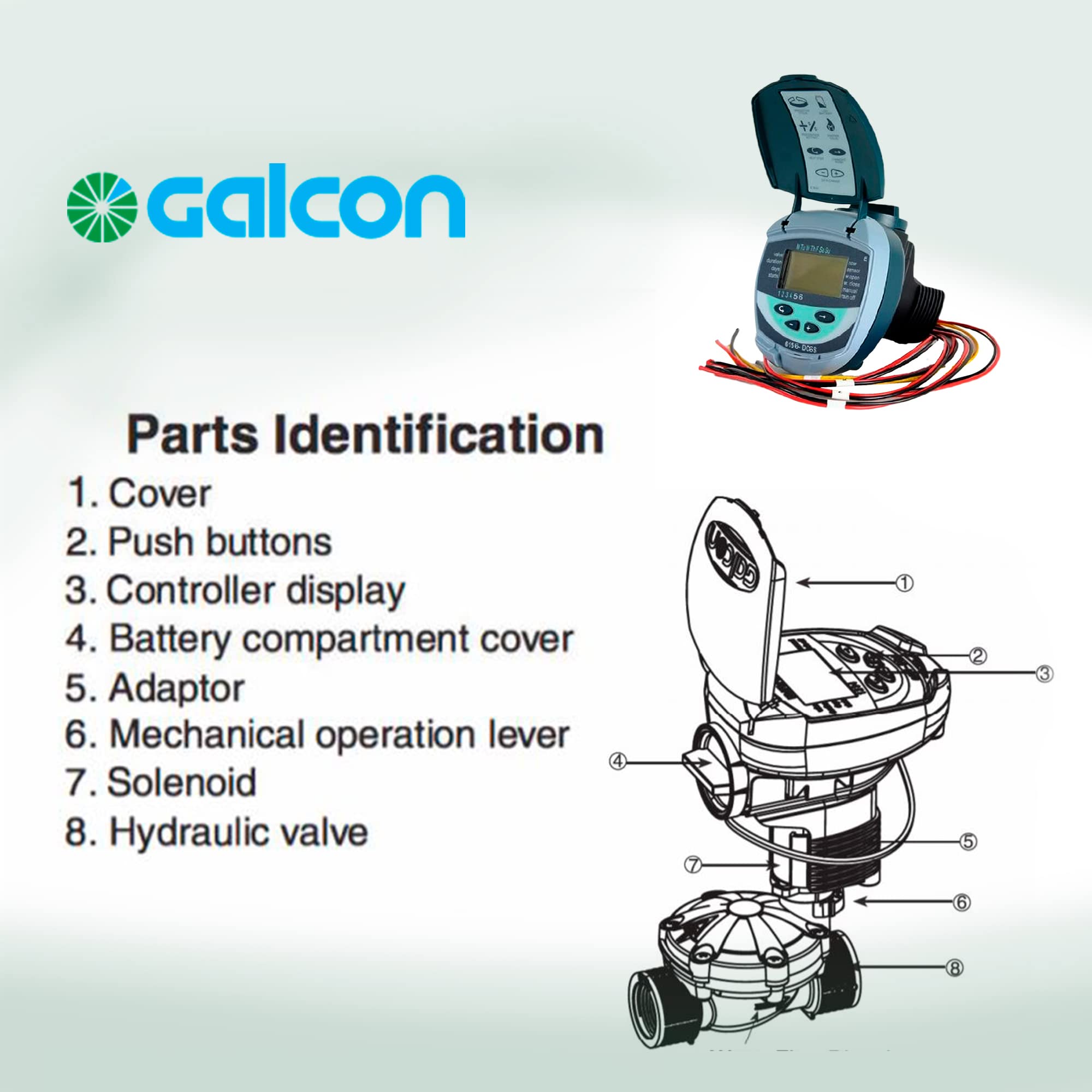 Galcon 61562 DC-6S 6-Station Battery Operated Irrigation Timer for Sprinkler & Drip Systems - Indoor/Outdoor Watering Solution with Daily/Cyclic Programs - Perfect for Home Gardens, Nurseries, Greenhouses & Propagation Misting (Model GAJFSI002P0)