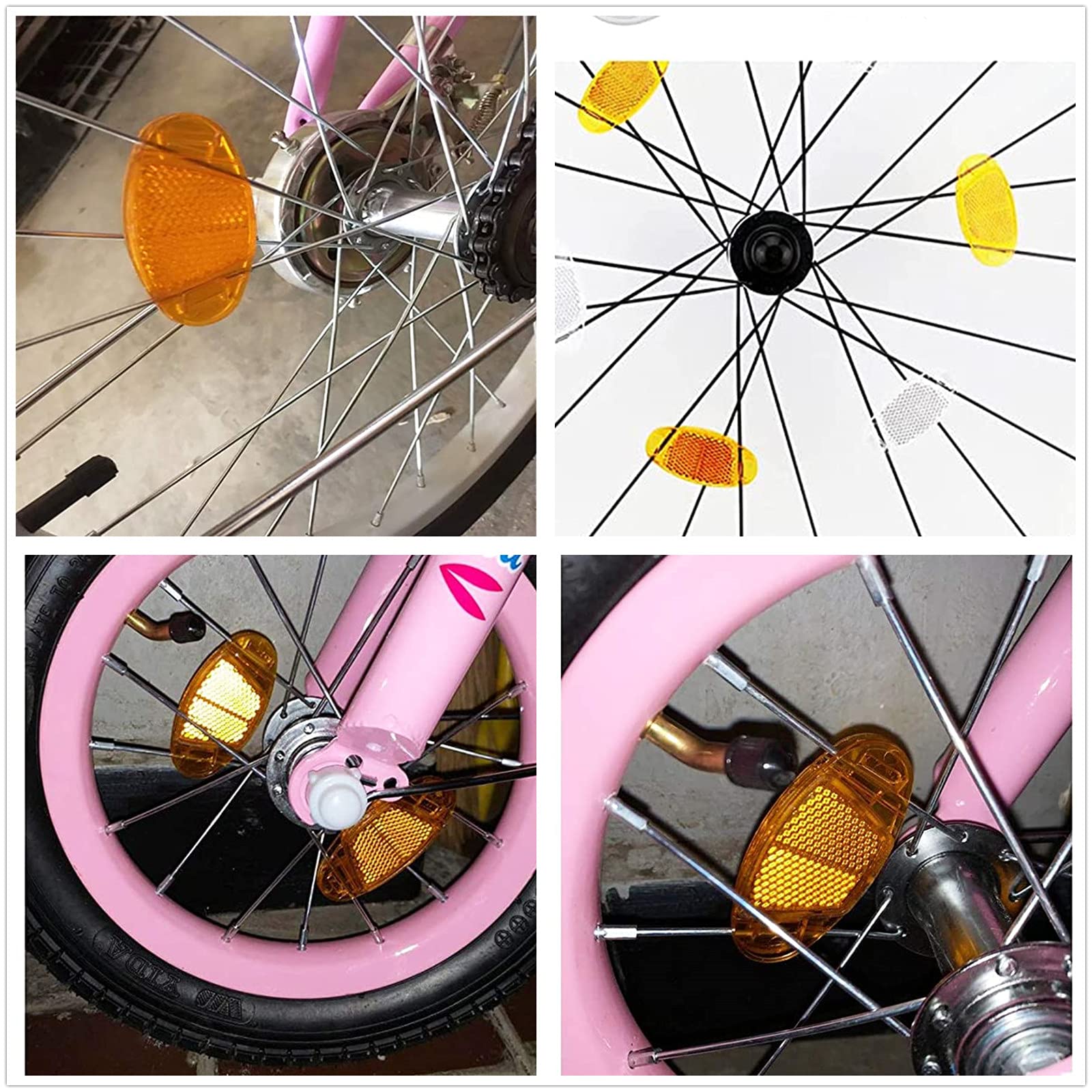8-Piece Oval Reflector Bicycle Spoke Wheel Accessories - High Visibility Safety Reflectors for Mountain Bikes, Road Bikes & Commuting - Blue Warning Lights for Night Riding & Cycling Safety
