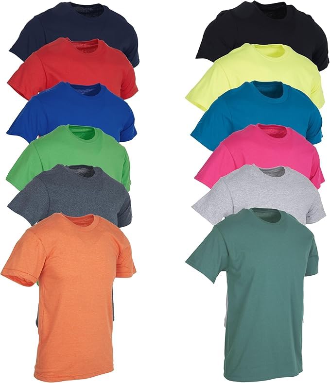 BILLIONHATS 12 Pack Premium Cotton T-Shirts for Big & Tall Men - Soft Breathable Fitted Tees, Lightweight Short Sleeve Shirts for Casual Wear, Gym & Everyday Comfort