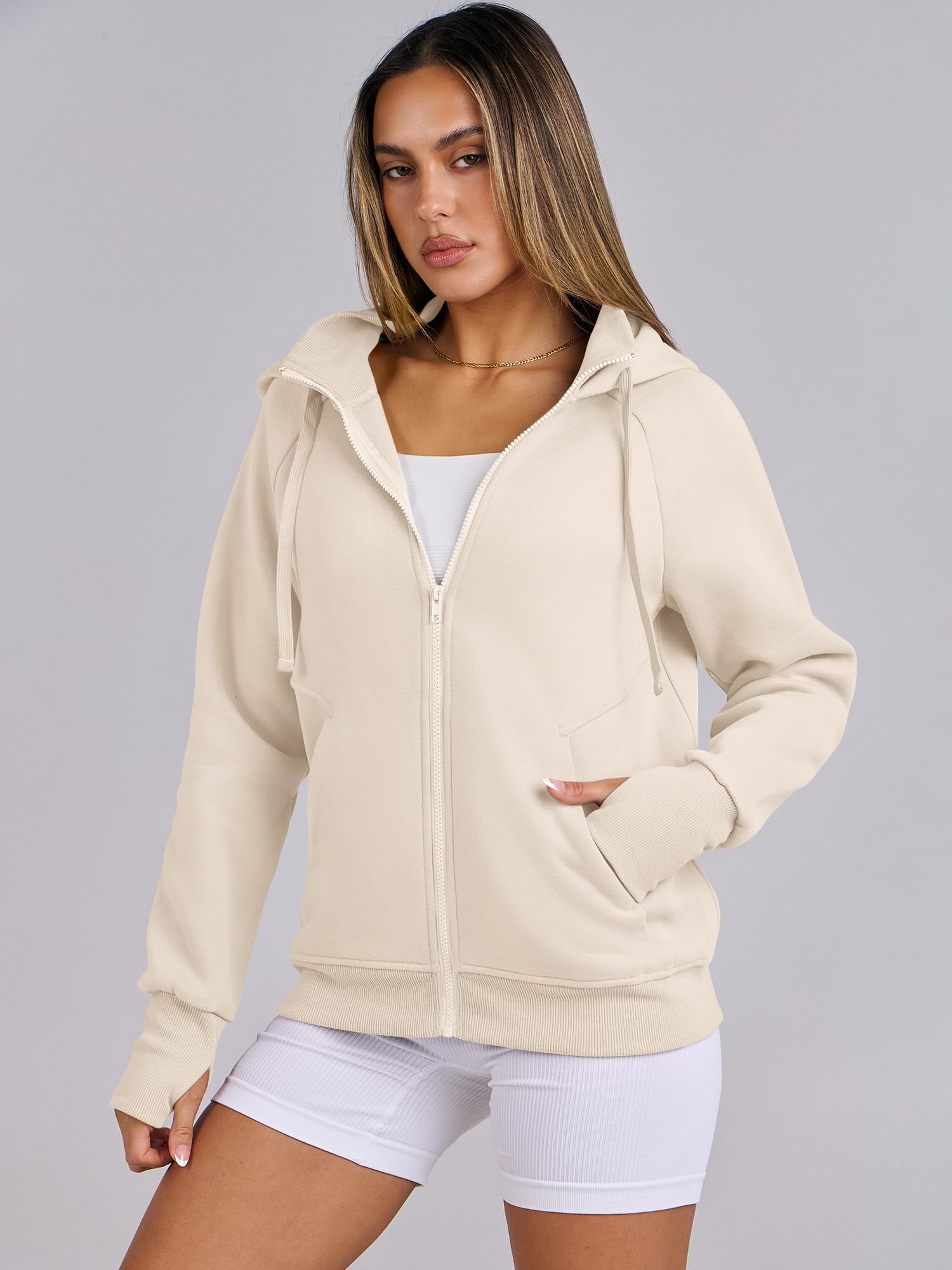 ANRABESS Women's Fleece Zip Up Hoodie with Pockets - Long Sleeve Casual Sweatshirt for Fall Fashion | Y2K Preppy Outfits | Perfect for College, Streetwear & Cozy Loungewear