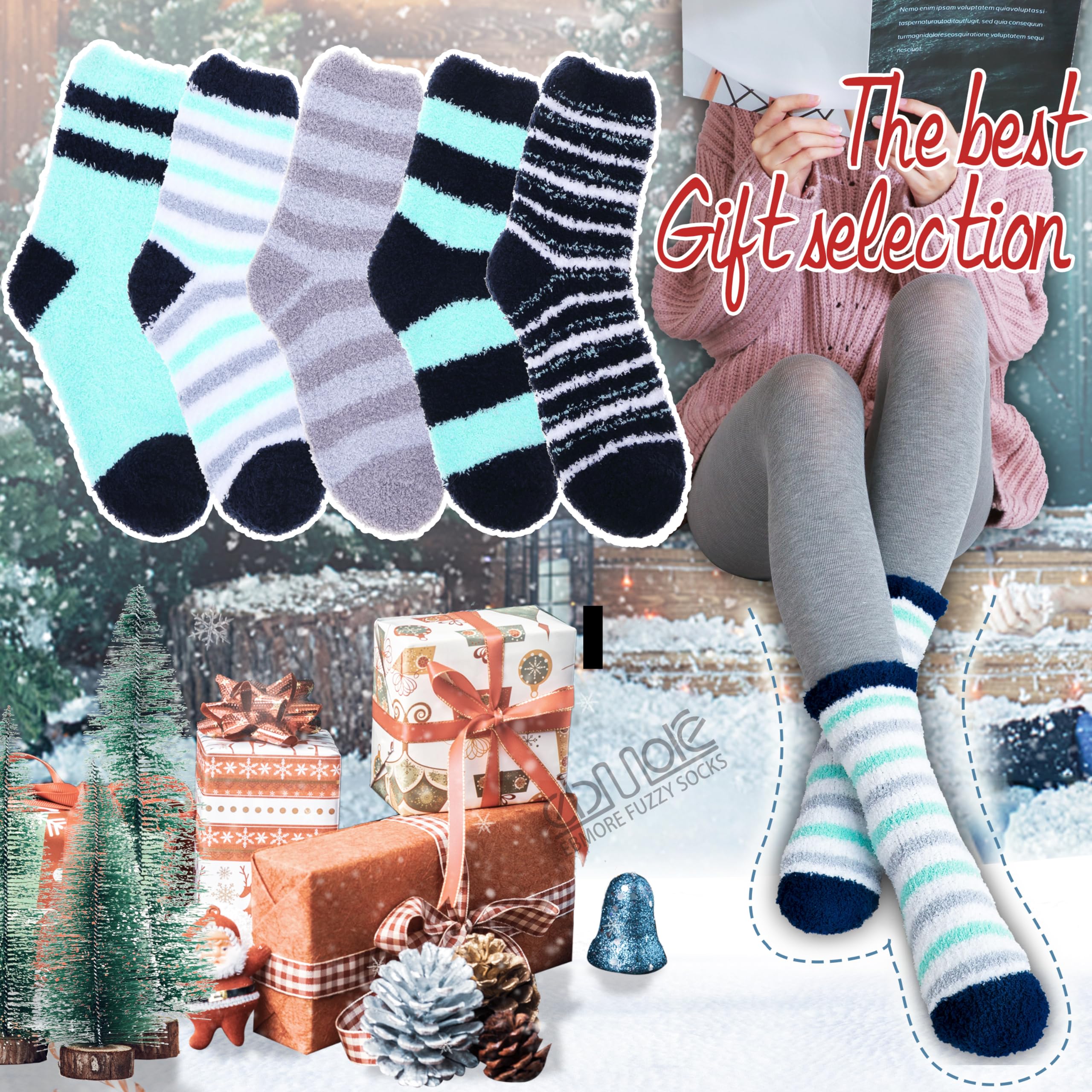 EBMORE Fuzzy Socks - Warm Winter Slippers for Men & Women | Ultra Soft Fluffy Cabin Socks for Sleeping, Lounging & Home Comfort | Cozy Non-Slip House Socks for Cold Weather