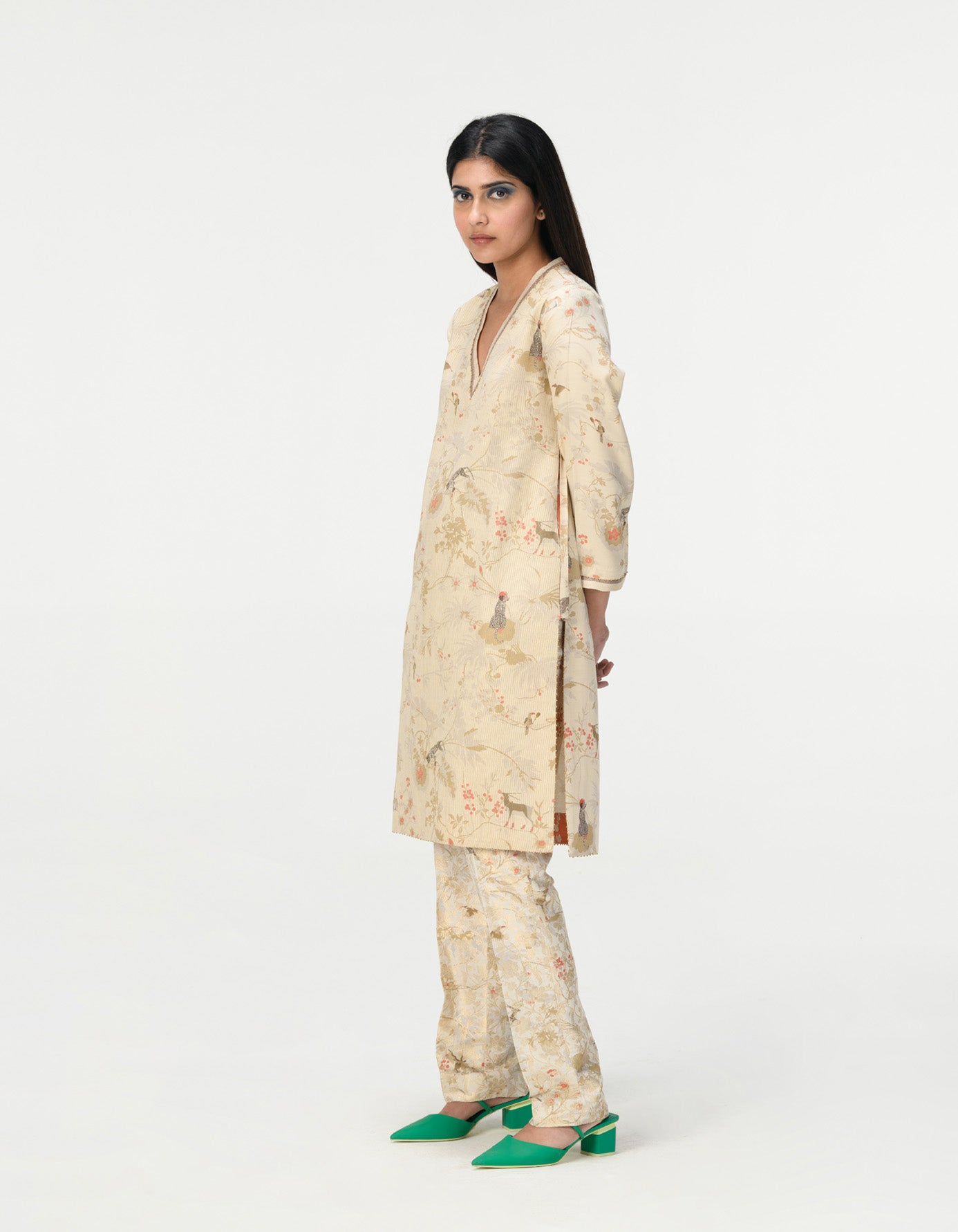 Classic Silk Brocade Trousers in Ivory - Elegant Formal Pants for Weddings, Parties & Special Occasions