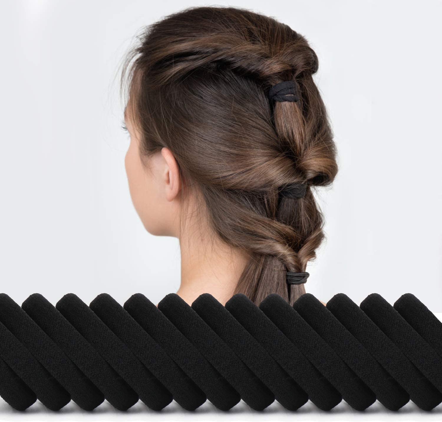 Premium Black Hair Rubber Bands for Women & Girls - 50 Pack - Soft & Stretchable Ponytail Holders for Daily Use, Workouts & Hairstyling