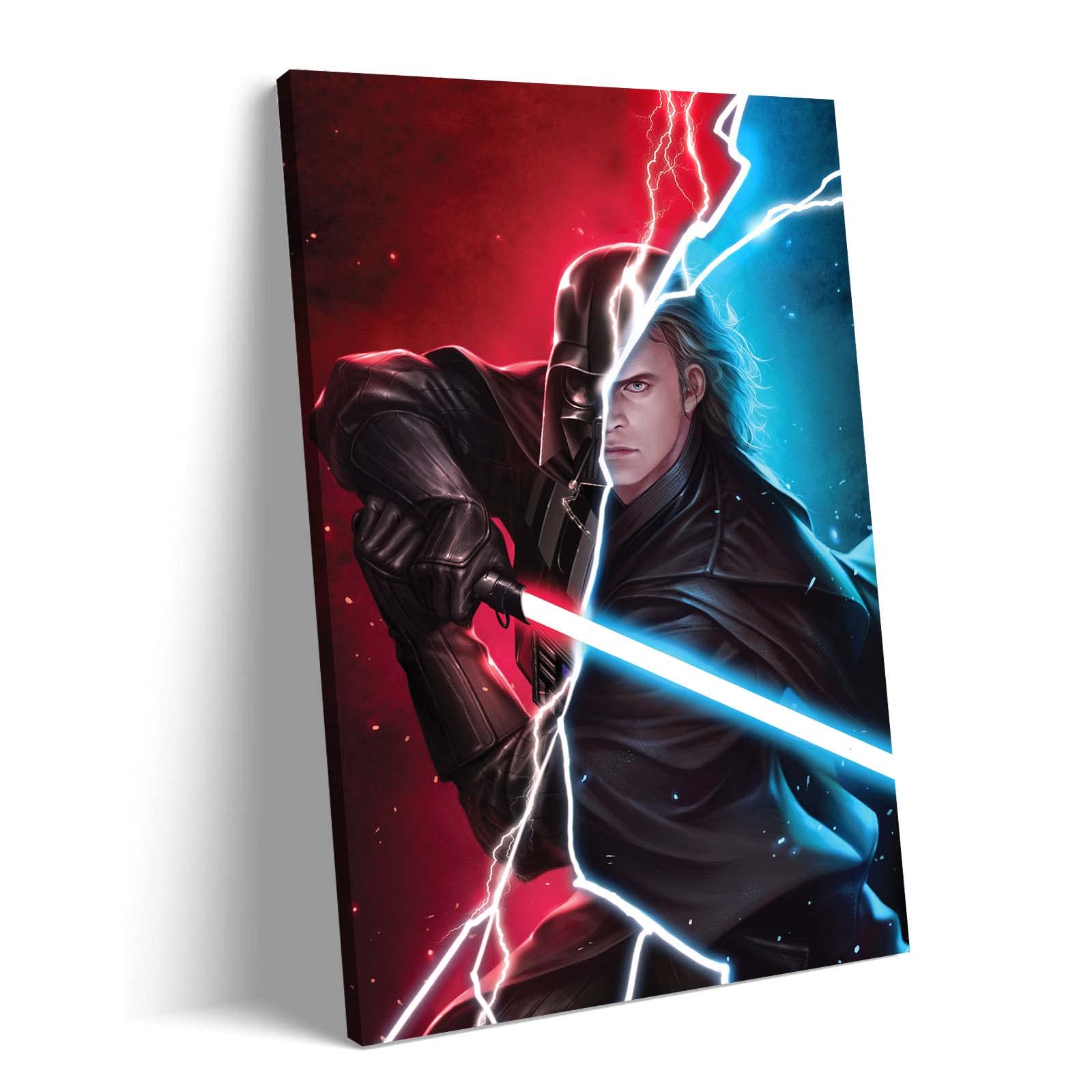 Star Wars Darth Vader Lightsaber Canvas Wall Art - Premium Wooden Framed Poster (24x36 Inch) for Living Room, Bedroom, Office & Man Cave Decor - Perfect Gift for Fans & Collectors