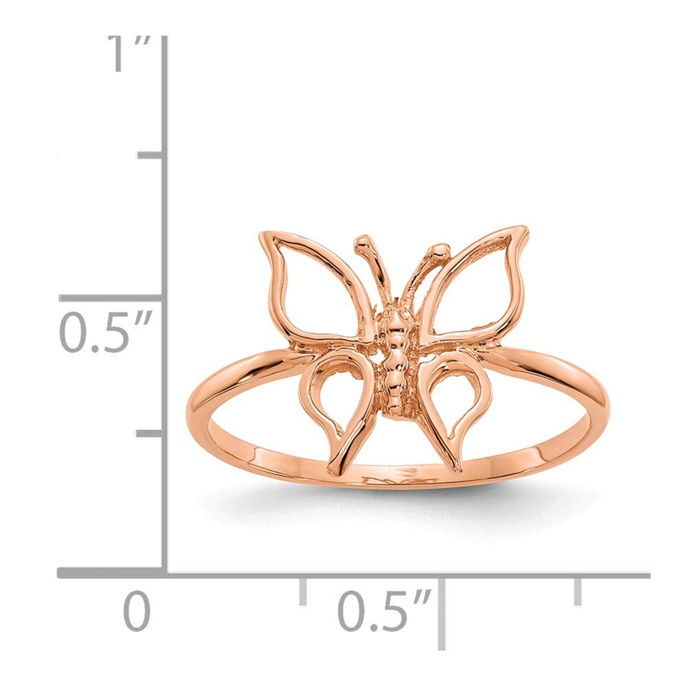 14K Solid Rose Gold Butterfly Ring for Women - Elegant & Dainty Jewelry Gift for Birthday, Anniversary, Valentine's Day