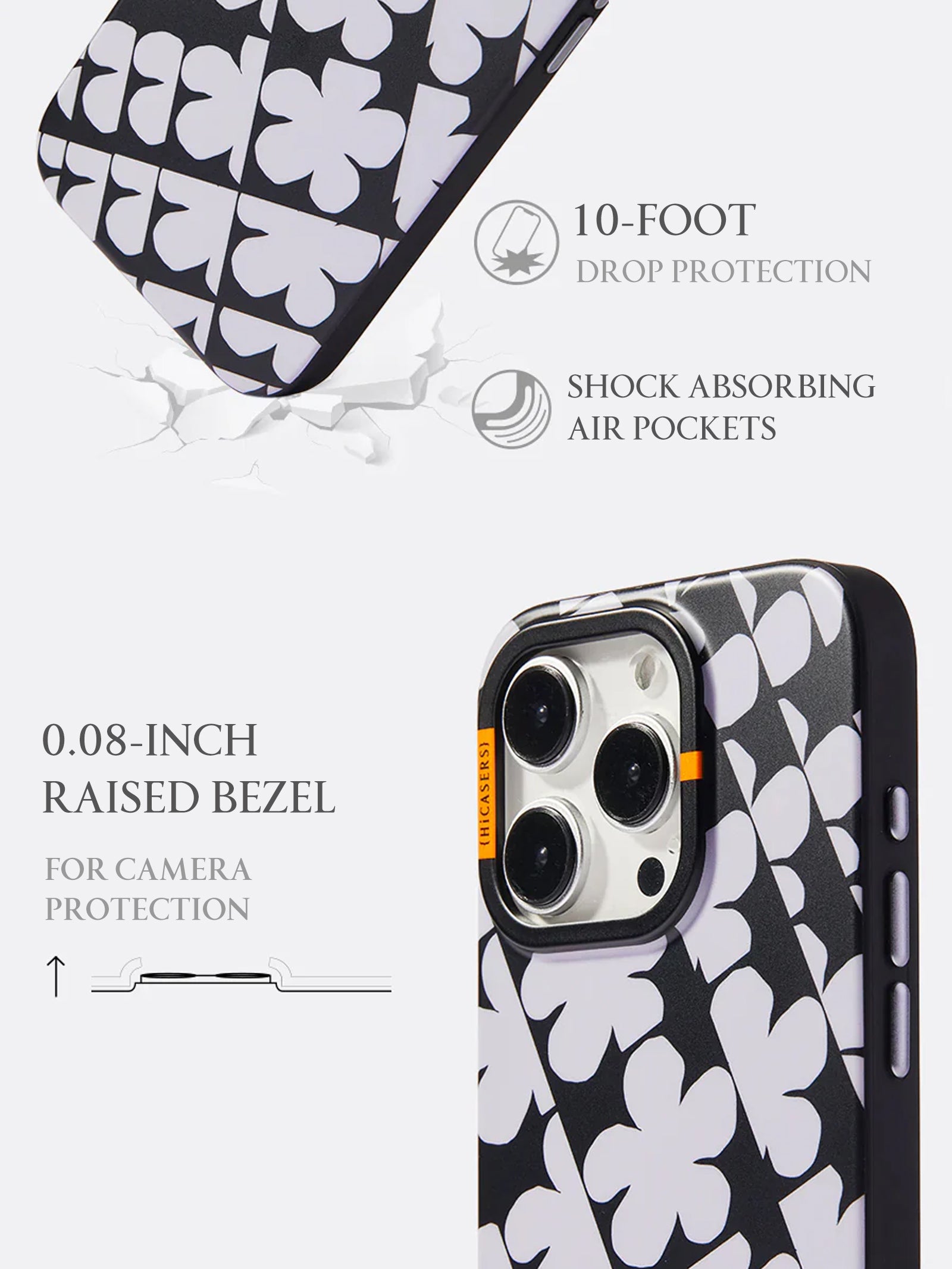 Lilac Gray Windowpane & Blossoms Phone Case - Trendy Floral Design for iPhone & Samsung - Perfect for Spring & Everyday Use