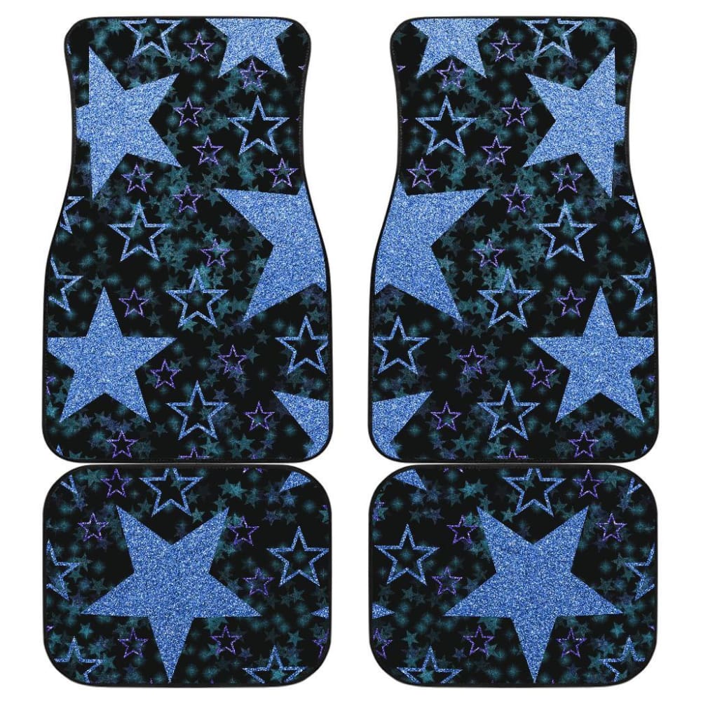 Premium Black Car Mats with Blue Stars - Front & Back Custom Fit for Cars, SUVs & Trucks - Waterproof & Durable Floor Mats for All-Weather Protection - Perfect for Daily Commute, Road Trips & Outdoor Adventures