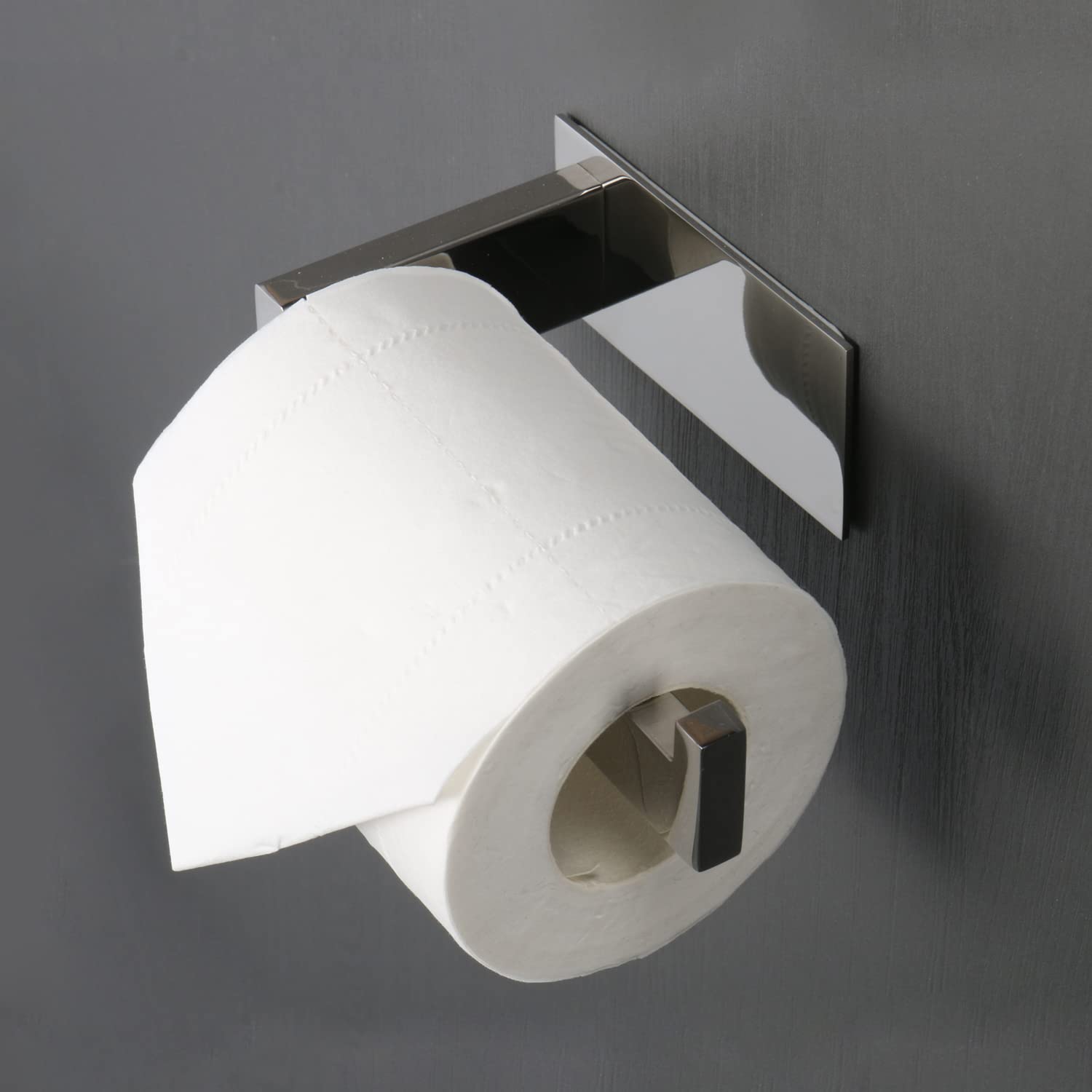 Stainless Steel Self-Adhesive Toilet Paper Holder - No Drill Rustproof Bathroom Tissue Roll Rack - Easy Installation for Home, Office & RV (Polish Chrome) - Space-Saving Bathroom Organizer for Small Spaces