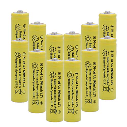 12pcs Nicd 600mah Aa Batteries(yellow)