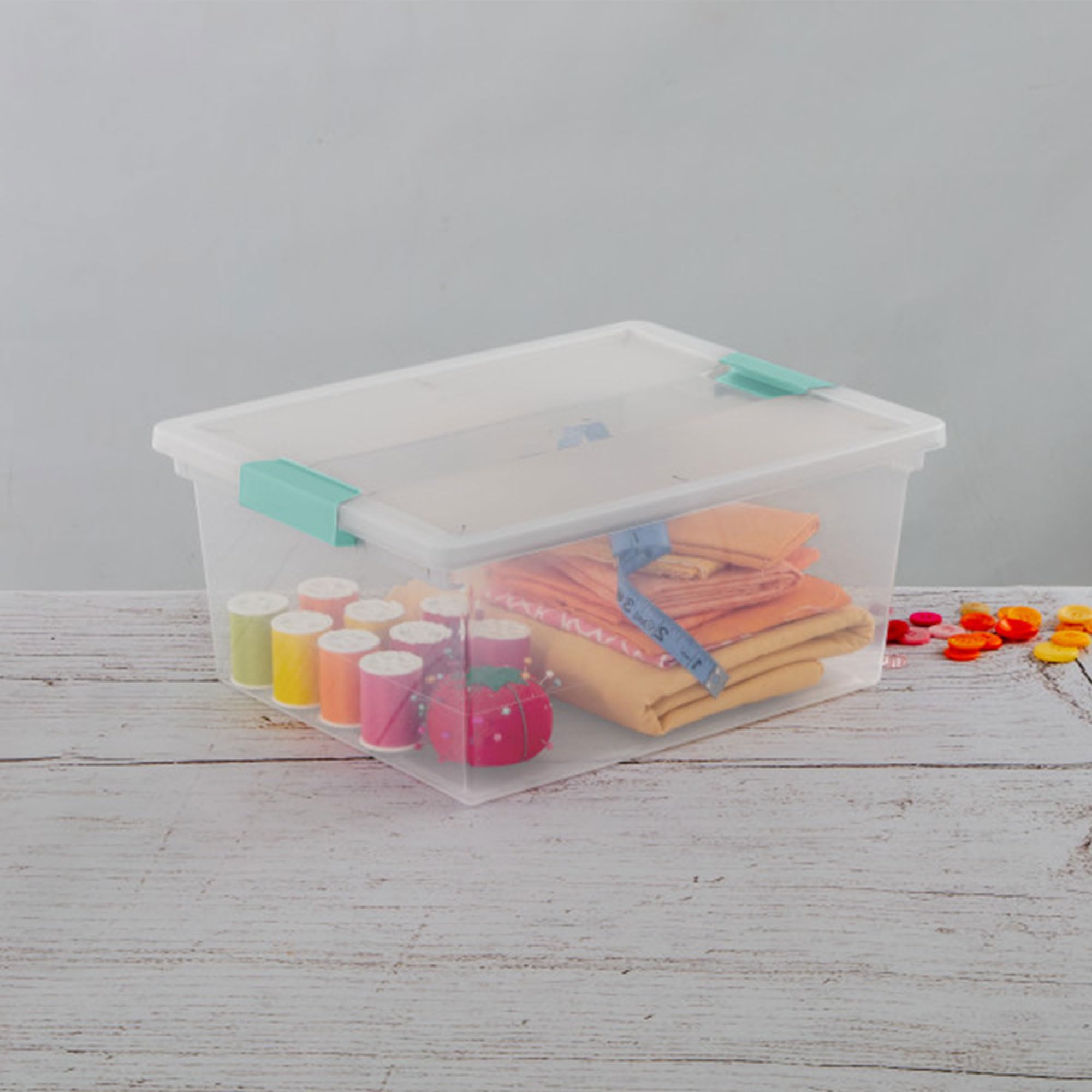 Sterilite 4-Pack Clear Plastic Storage Clip Boxes for Crafts, Office Supplies & Home Organization - Deep Stackable Bins for Organizing Toys, Stationery & DIY Materials