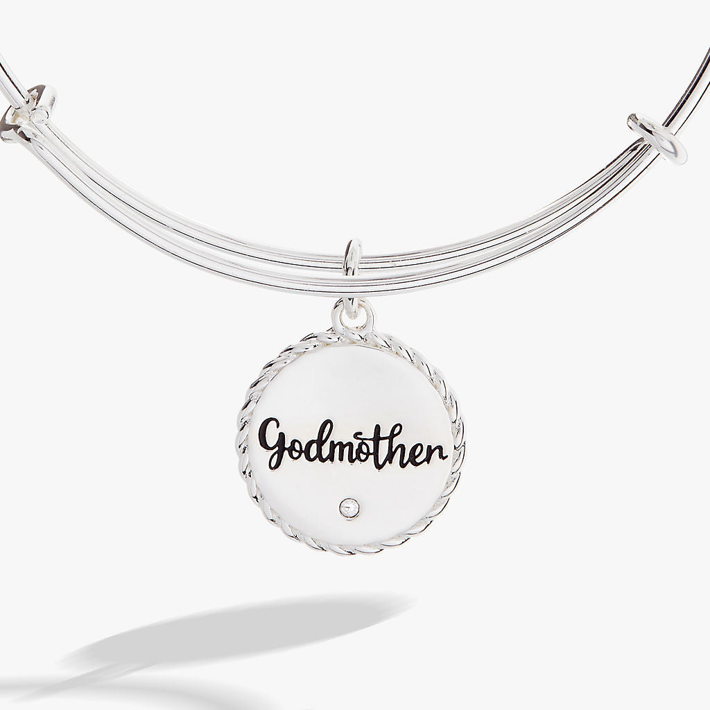 Godmother Charm Bangle - Sterling Silver Gift for Godmothers, Baptism, Christening & Special Occasions | Perfect for Women's Jewelry Collection