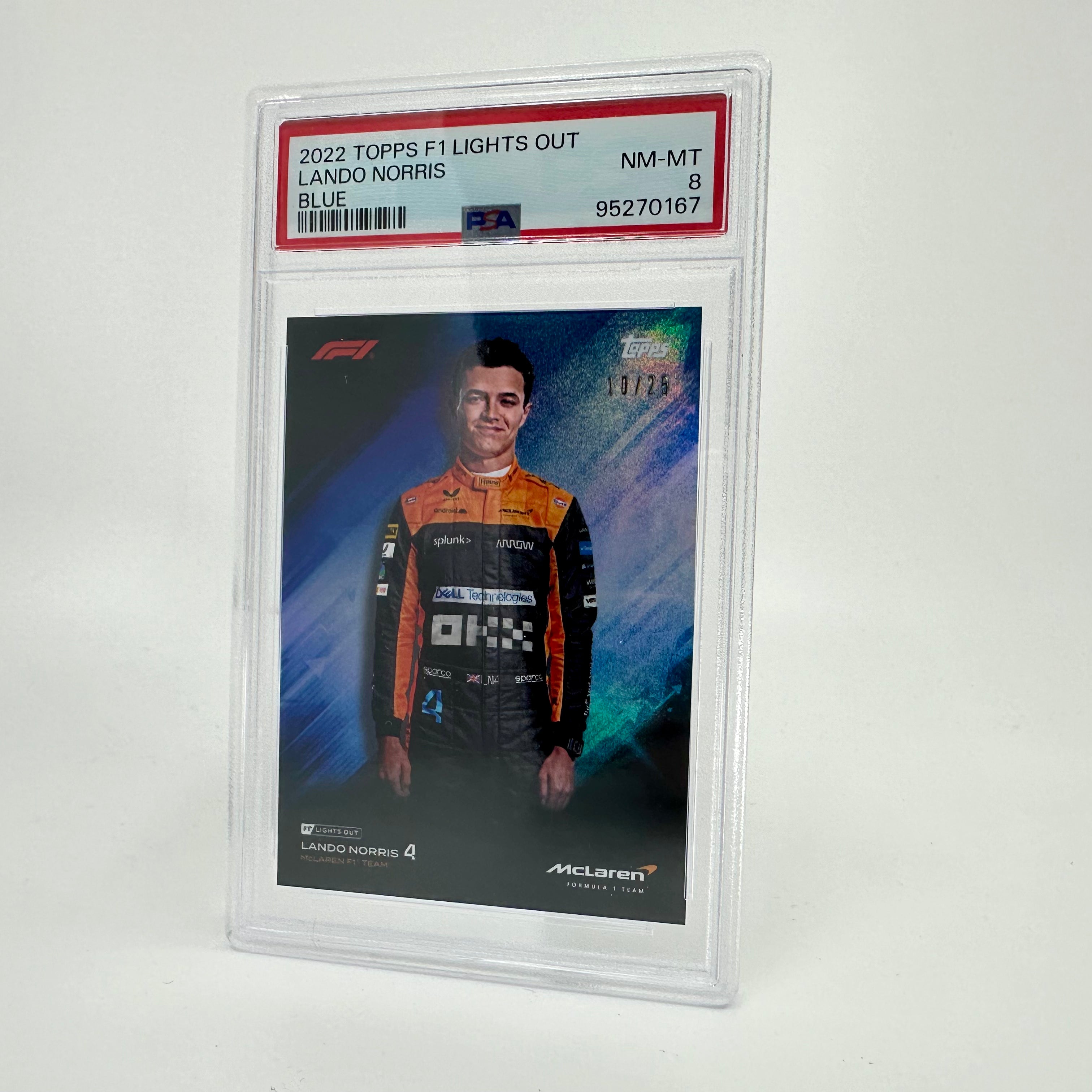 2022 Topps Lights Out Lando Norris Blue PSA 8 10/25 - Rare Trading Card for Collectors & Sports Memorabilia Enthusiasts