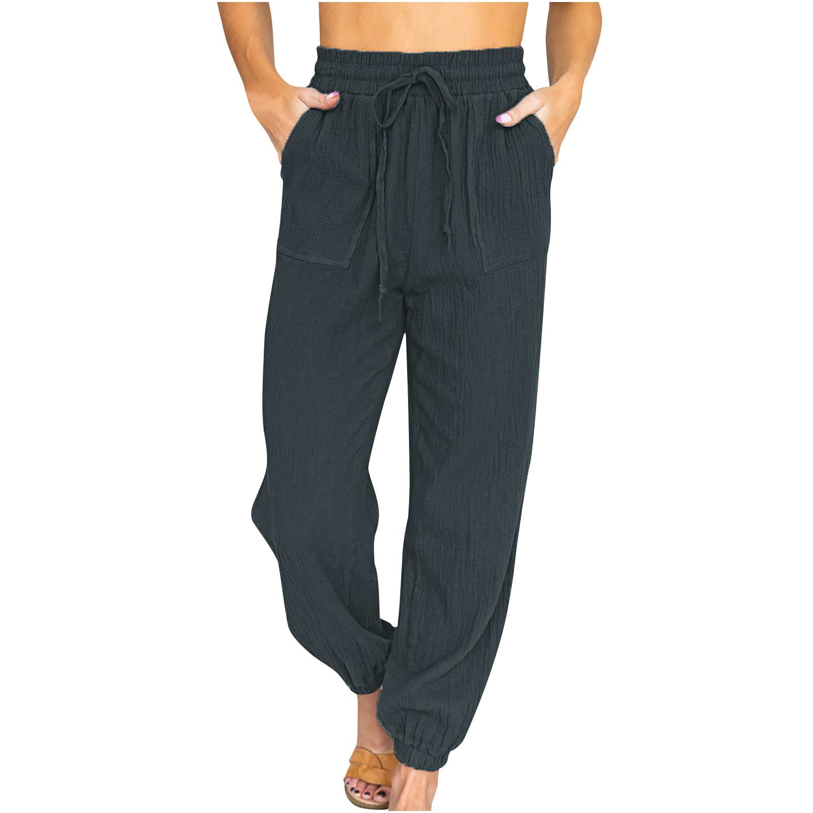 Ceimmol Women's High Waisted Sweatpants with Drawstring - Soft Casual Joggers for Lounge, Yoga & Running - Loose Fit Solid Color Sweatpants for Workout & Everyday Wear