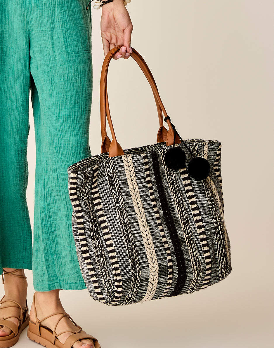 Stylish Black Multi-Pocket Treasure Tote Bag for Women - Perfect for Work, Travel, and Everyday Use