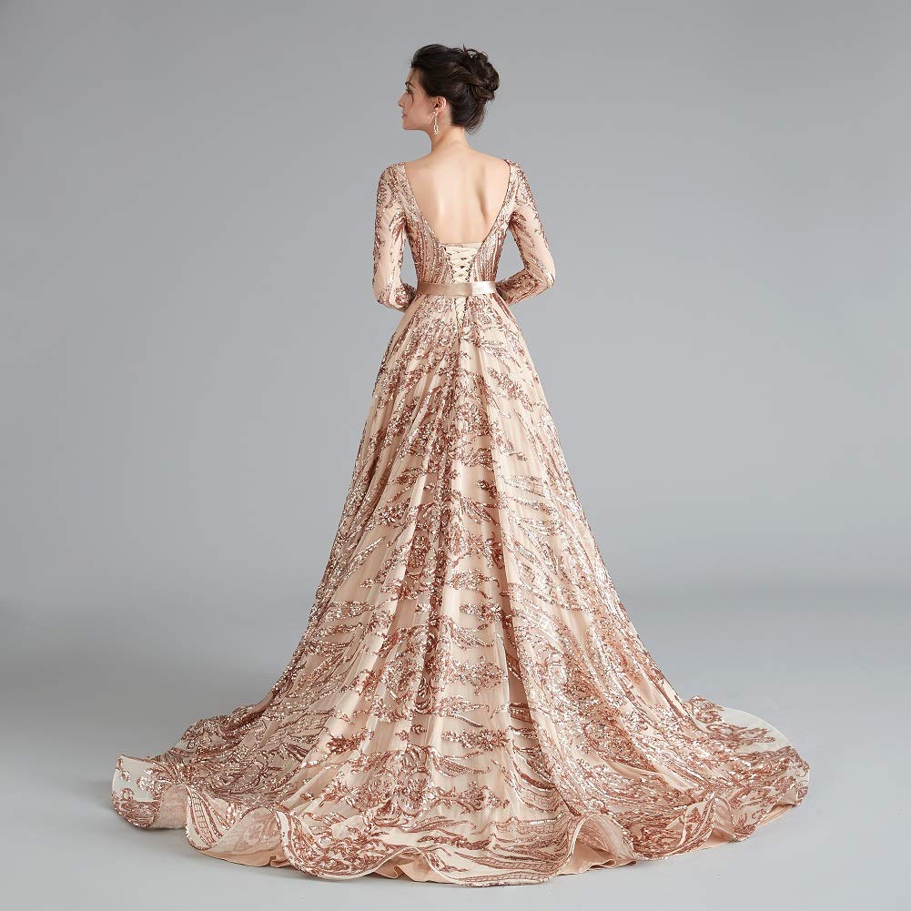 Elegant Sequin Evening Gowns for Women - Luxurious Chapel Train Prom Dresses for Formal Events, Weddings & Special Occasions