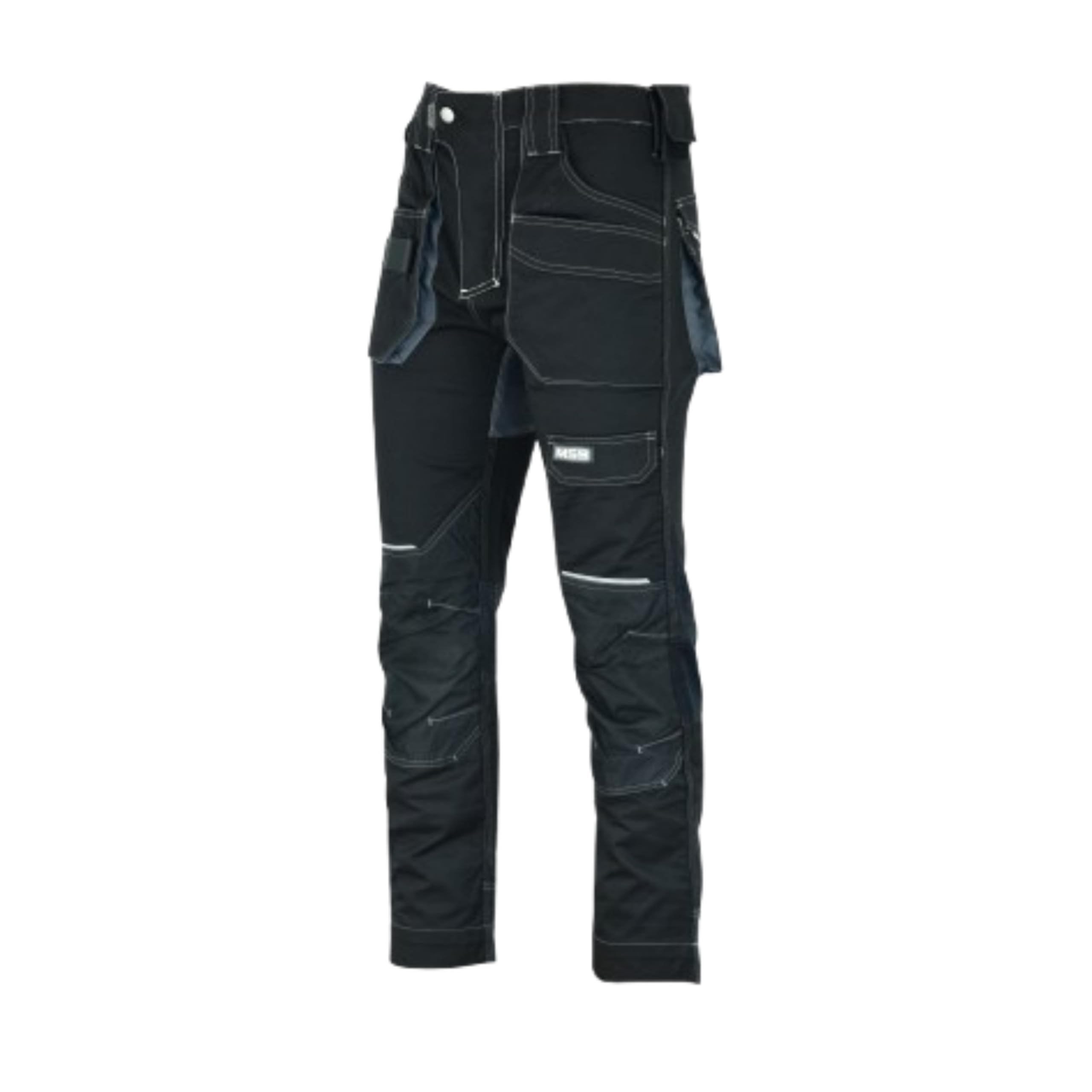 MS9 Men's Cargo Slim Fit Stretch Work Pants - Elastic Waist Comfortable Spandex Jeans for Outdoor, Hiking & Casual Wear