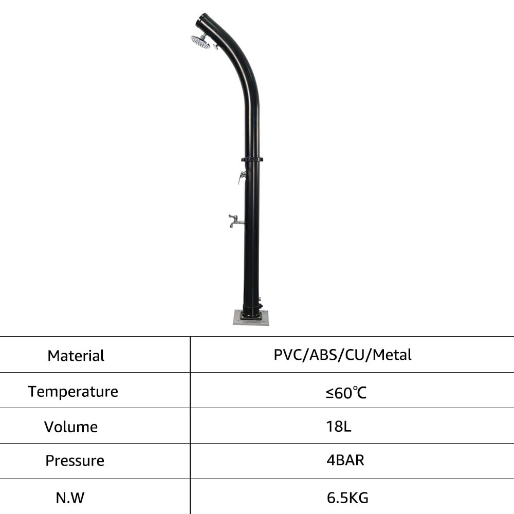 5.3 Gallon Solar Outdoor Shower with 360° Swivel Head - Freestanding 7.2FT Garden Shower with Temperature Control & Foot Wash - Perfect for Poolside, Backyard, Beach, and Camping Use