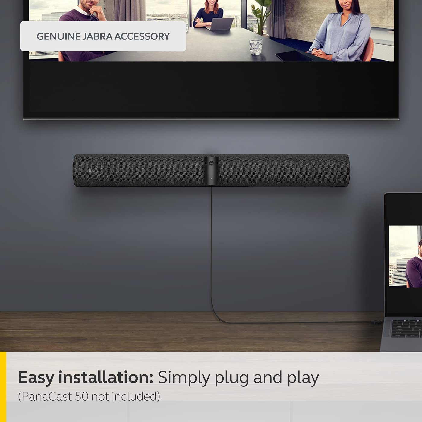 Jabra PanaCast 50 USB C to USB A Cable 5m (16.4ft) - High-Speed USB 2.0 Cable for Video Conferencing | Connect PanaCast 50 Video Bar to PC/Mac/Laptop | Plug & Play | Ideal for Home Office, Remote Work & Conference Rooms