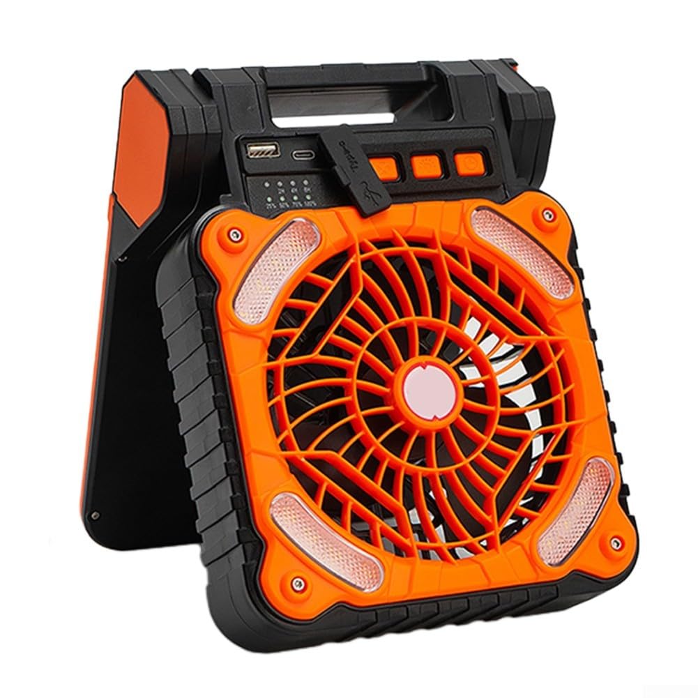 Portable USB Rechargeable Lightweight Foldable Fan with 3 Adjustable Speeds - Perfect for Camping, Travel, Office & Home Use (Orange)