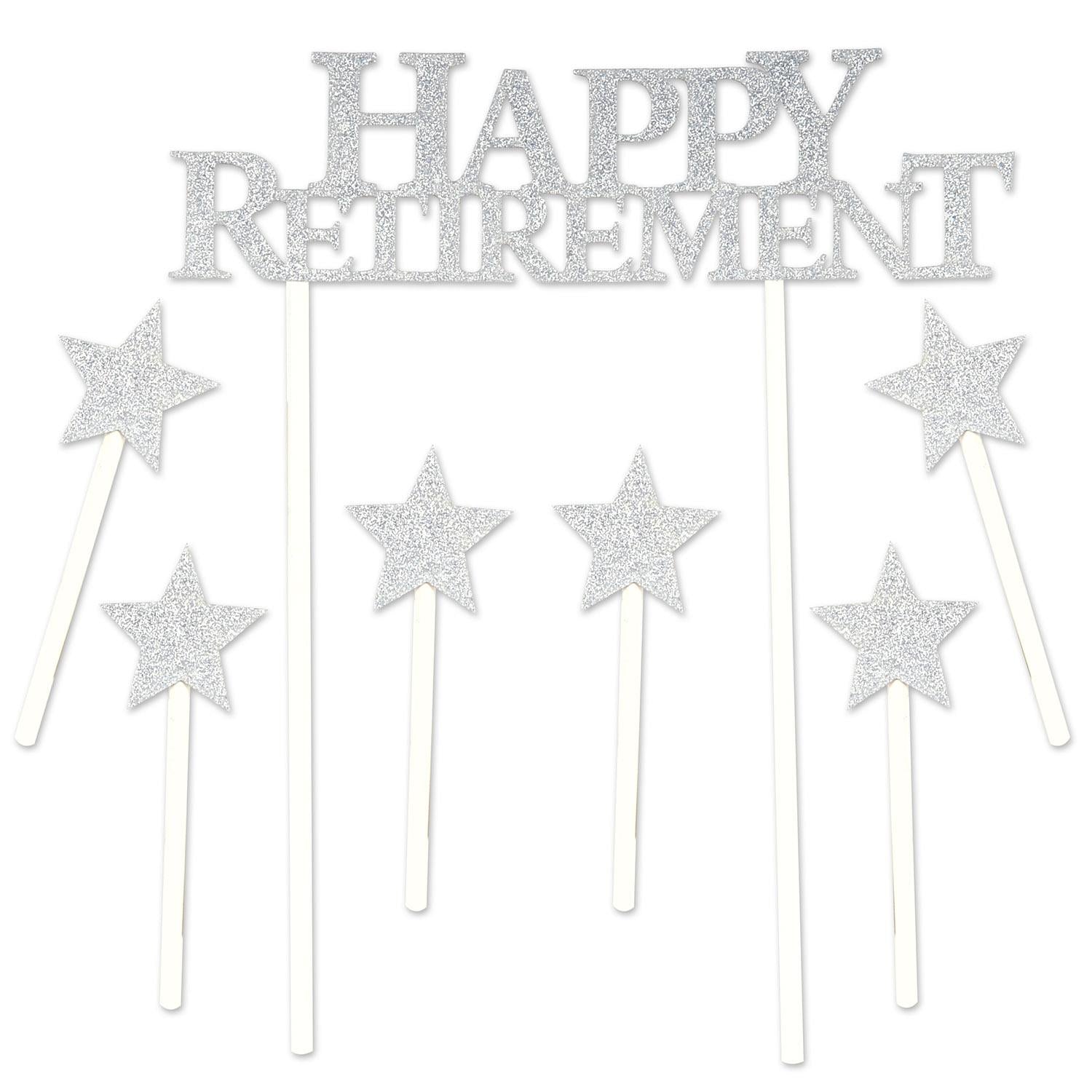 12 Pack Happy Retirement Cake Toppers - Gold & Black Retirement Party Decorations for Cakes - Perfect for Retirement Celebrations, Office Parties & Milestone Events