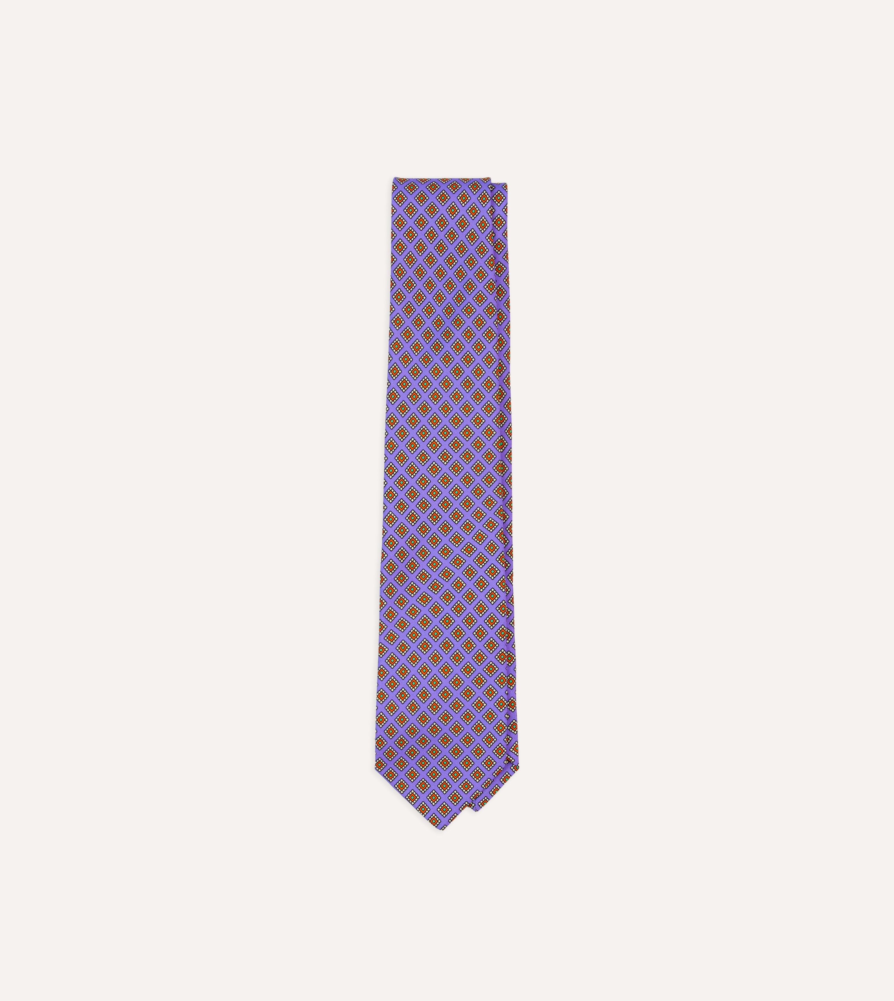 Elegant Purple Square Medallion Self-Tipped Silk Tie for Men - Perfect for Weddings, Business Meetings & Formal Events