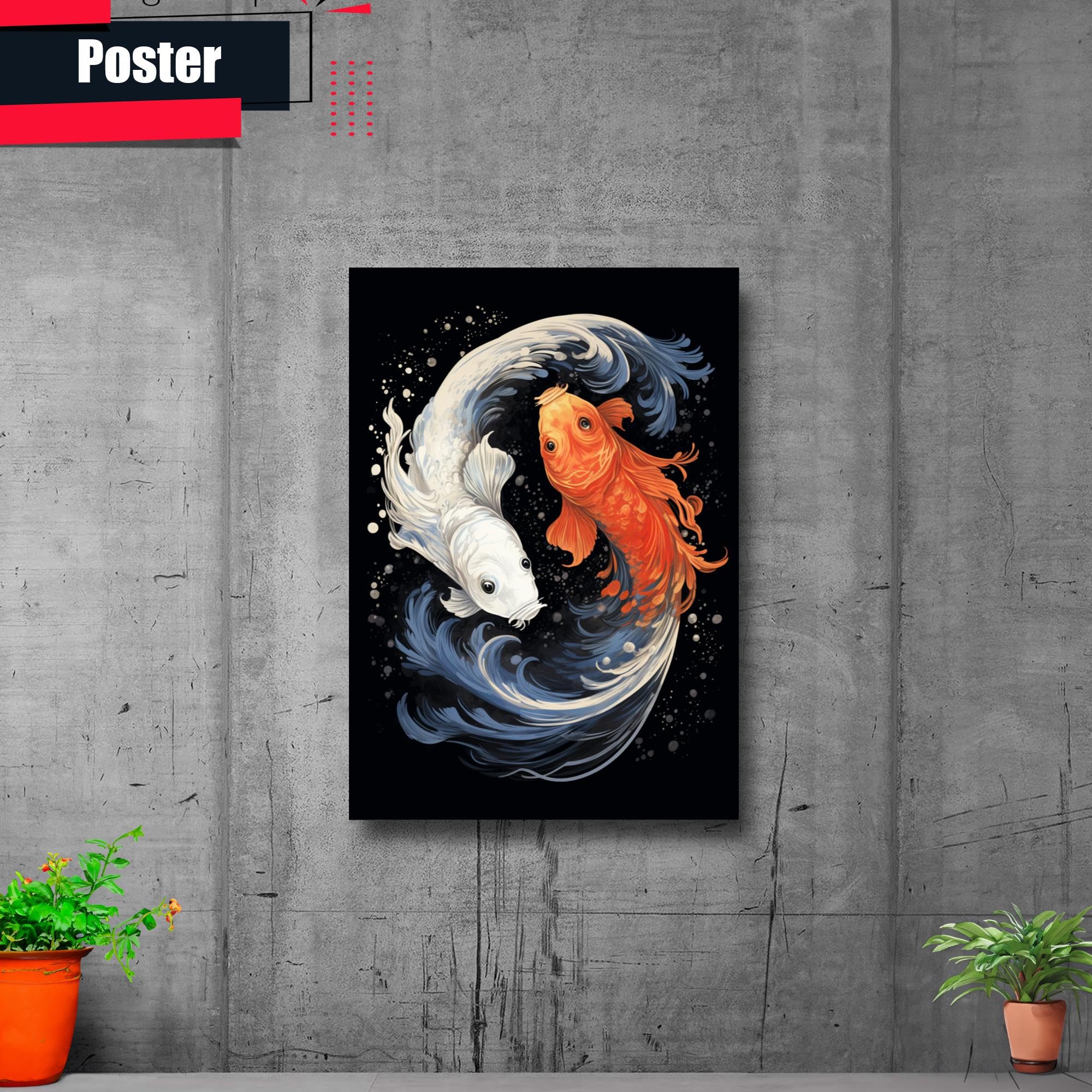 Japanese Koi Fish Art Print - Zen Wall Decor for Home & Office - Koi Pond Poster, Fish Wall Art, Japanese Print - Perfect for Living Room, Bedroom & Meditation Space