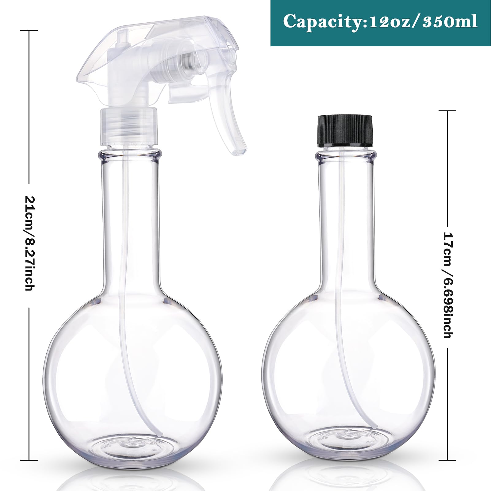 12oz/350ml Heavy Duty Plastic Spray Bottles 2 Pack - Empty Mist Water Bottle for Cleaning Solutions, Plants, Pets, Essential Oils, Hair & Cooking | Home, Garden & DIY Use