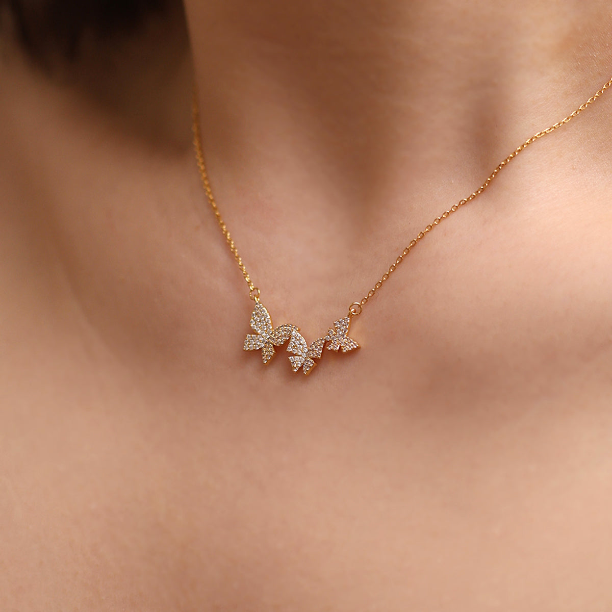 Elegant Triple Butterflies Necklace for Women - Sterling Silver Butterfly Pendant Jewelry - Perfect for Valentine's Day, Anniversary & Birthday Gifts
