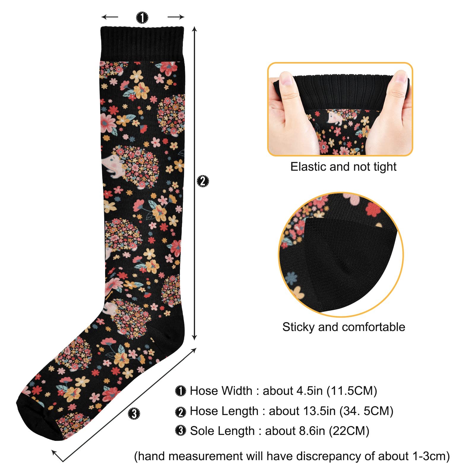 JUNZAN Bees Sunflower Compression Socks for Women & Men - Breathable Athletic Socks for Running, Cycling, Nursing - Improves Blood Circulation & Reduces Swelling - Perfect for Sports, Work & Daily Wear