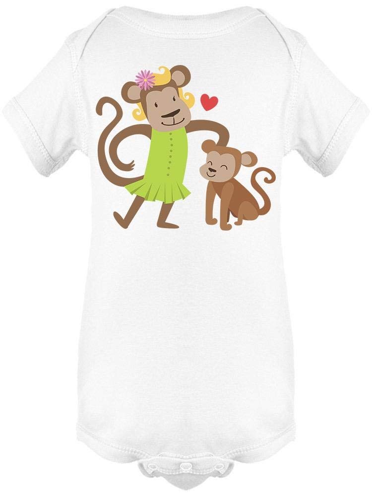 Smartprints Monkey Mom Baby Bodysuit - Cute Animal Print Onesie for Newborns & Infants - Perfect for Family Photos, Baby Showers & Playtime
