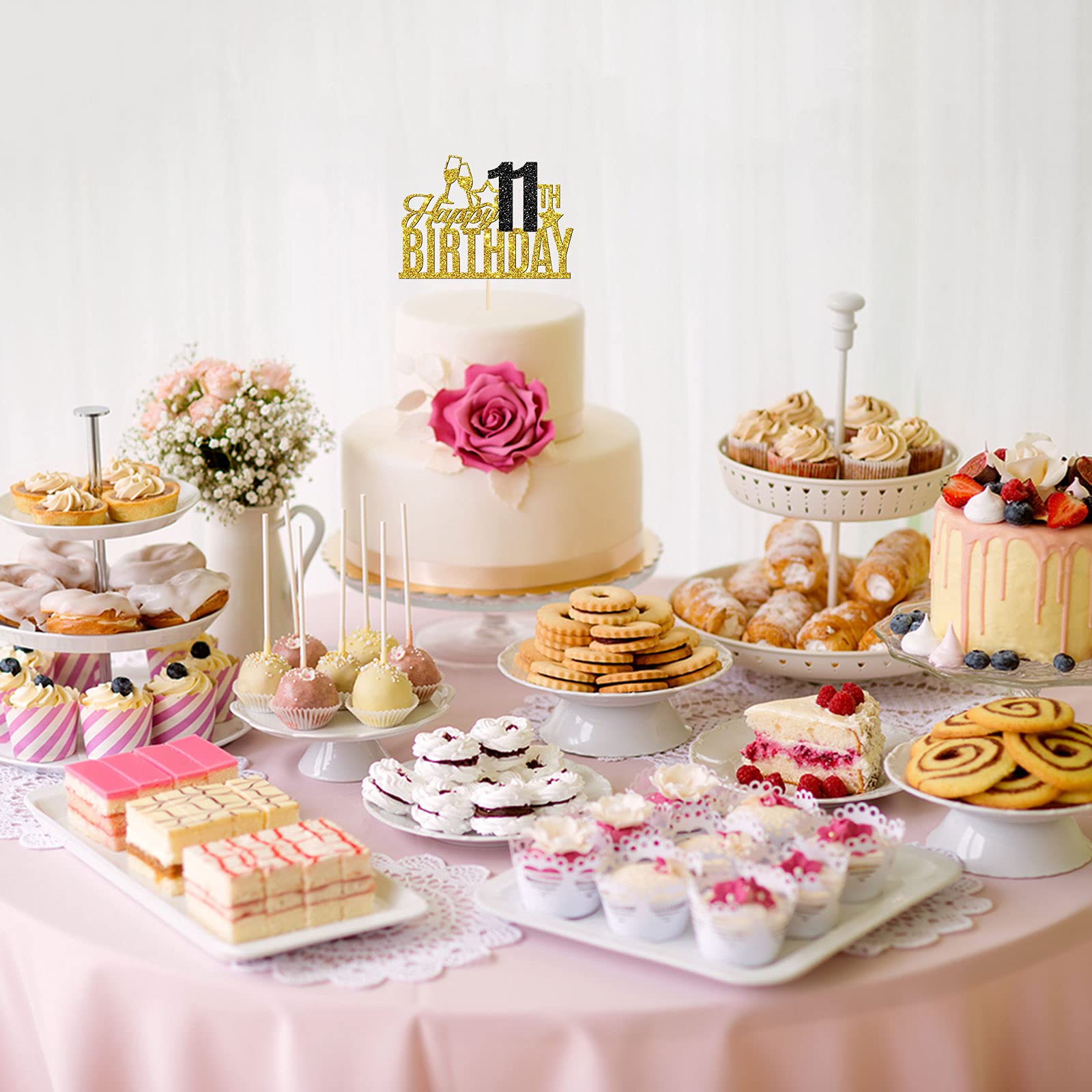 19th Birthday Cake Topper - Gold & Black Nineteen Cake Decoration for 19 Year Old | Cheers to 19 Years Party Supplies | Perfect for Birthday Cakes, Cupcakes & Celebration Desserts